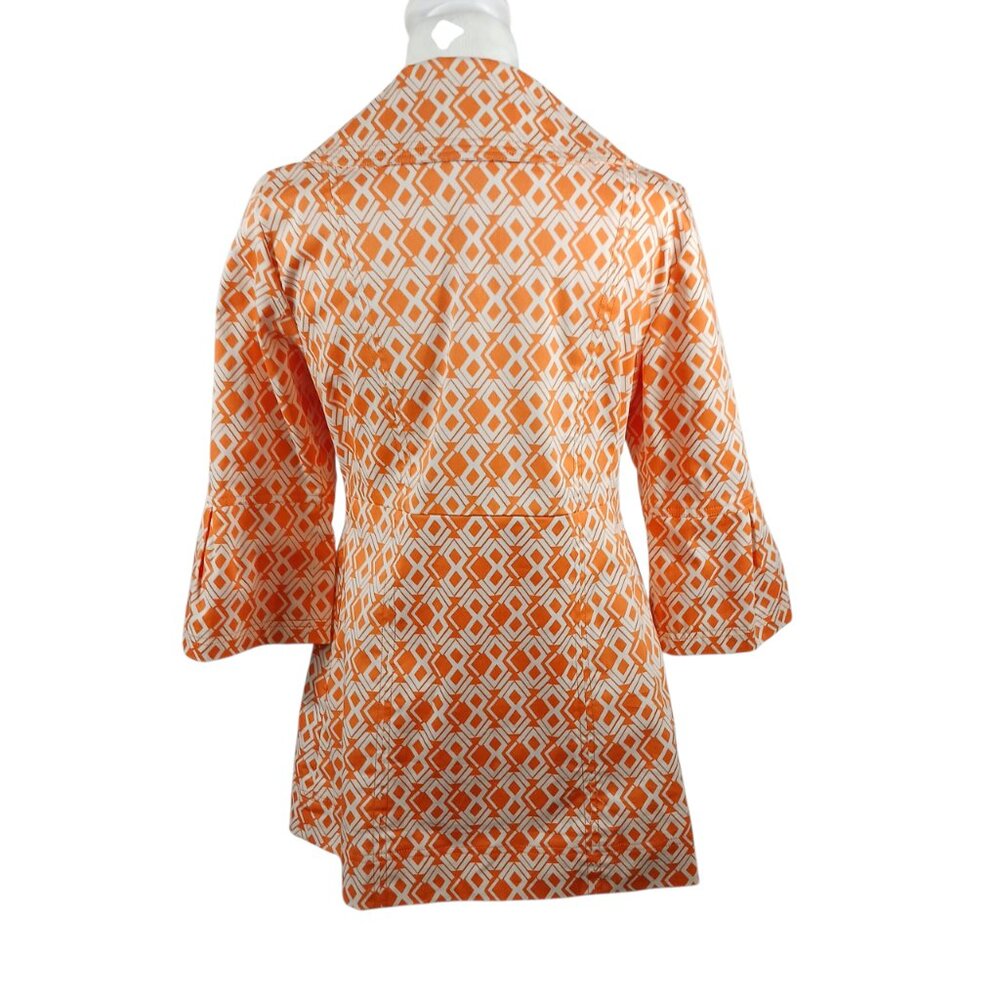 Eden Court, Small, Women's Orange & White Print Jacket, Stylish, Fitted & Flare - Picture 4 of 16